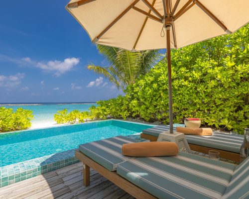 Fantastic,Private,Villa,,Terrace,View,With,Sun,Beds,Chairs,Under